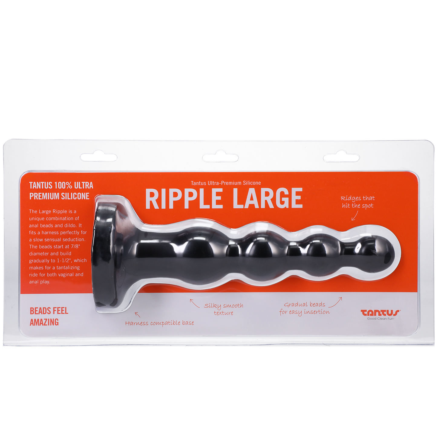 Tantus Silicone Large Ripple Butt Plug Black