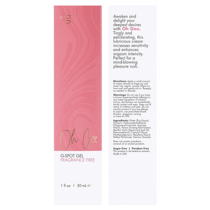 OH GEE G-Spot Gel - Fragrance Free 1oz | 30mL