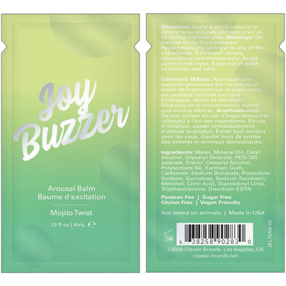 JOY BUZZER Clitoral Arousal Balm - Mojito Twist Foil - 0.13 floz  l 4 mL