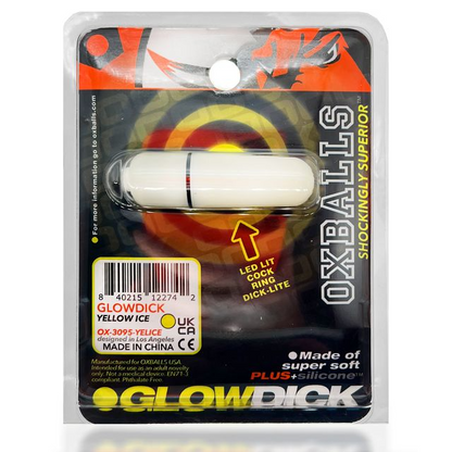 GLOWDICK, cockring with LED, YELLOW ICE